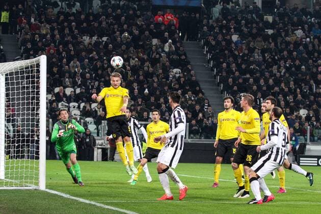 Feb. 24, 2015 - Turin, Italy - Borussia Dortmund forward Ciro Immobile (9) heads the ball during the Uefa Champions League Round of 16 football match JUVENTUS - BORUSSIA DORTMUND on 24 02 15 at the Juventus Stadium in Turin, Italy. Copyright 2015 Ã‚Â© Matteo Bottanelli Championsleague, Juventus v Borussia  - ZUMAn230