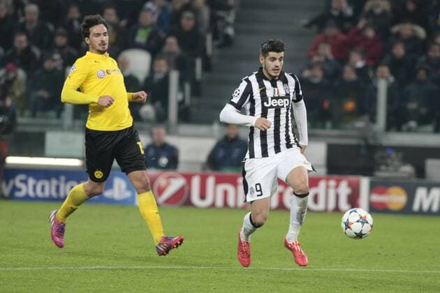 Feb. 24, 2015 - Turin, Italy - Action of Alvaro Morata during the Champions League match between Juvwentus FC and Borussia Dortmund february 24, 2015 in Torino, Italy. (Photo by Loris Roselli NurPhoto) Italy: Champions League, Juventus FC vs Borussia Dortmund -----  - ZUMAn230