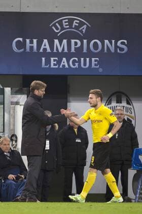 (L-R) Jurgen Klopp, Ciro Immobile (Dortmund), FEBRUARY 24, 2015 - Football Soccer : UEFA Champions League Round of 16 1st leg match between Juventus 2-1 Borussia Dortmund at Juventus Stadium in Turin, Italy. NoxThirdxPartyxSales  (ptmb071478)