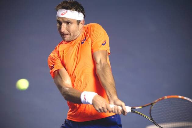ACAPULCO, Feb. 25, 2015 -- Marinko Matosevic returns the ball during the men s single at the Abierto Mexicano Telcel tennis tournament in Acapulco Feb. 25, 2015. (SP) ACAPULCO-TENNIS-OPEN AlejandroxAyala 