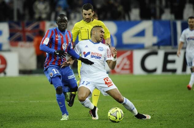 Dimitri Payet (OM) - Emiliano Sala (Caen) FOOTBALL : Olympique Marseille vs SM Caen - Ligue 1 2014 2015 - 27 02 2015 FranckPennant Panoramic 