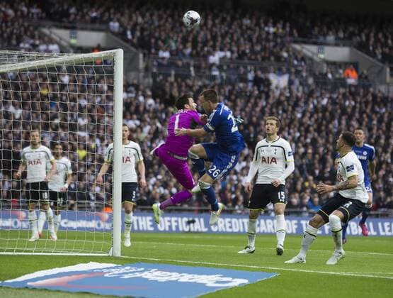 01.03.2015. London, England. Capital One Cup Final. Chelsea versus Tottenham Hotspur. Tottenham Hotspur s Hugo Lloris challenges Chelsea s John Terry. xNigelxCookex  ActionPlus11601775