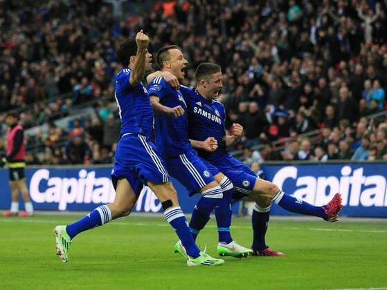 Chelsea s John Terry celebrates scoring his sides opening goal League Cup Final - Chelsea vs Tottenham Hotspur - Wembley Stadium - England - 1st March 2015 - Picture David Klein Sportimage EDITORIAL USE ONLY. No use with unauthorised audio, video, data, fixture lists, club league logos or live services. Online in-match use limited to 120 images, no video emulation. No use in betting, games or single club league player publications.