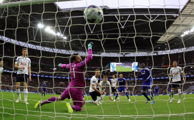 Capital One Cup Final - Chelsea v Tottenham Hotspur . . Wembley, London, UK . . 01.03.2015 John Terry (C) scores a goal for Chelsea. 1-0 