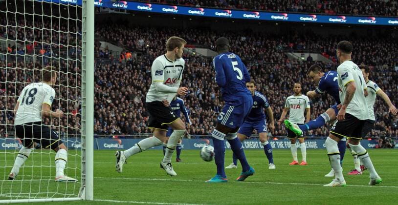 Capital One Cup Final - Chelsea v Tottenham Hotspur . . Wembley, London, UK . . 01.03.2015 John Terry (C) scores a goal for Chelsea. 1-0 