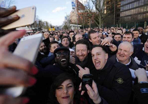 Tottenham Hotspur s former player Steffen Freund gets mobbed by the fans on his way to the match League Cup Final - - Wembley Stadium - England - 1st March 2015 - EDITORIAL USE ONLY. No use with unauthorised audio, video, data, fixture lists, club league logos or live services. Online in-match use limited to 120 images, no video emulation. No use in betting, games or single club league player publications.