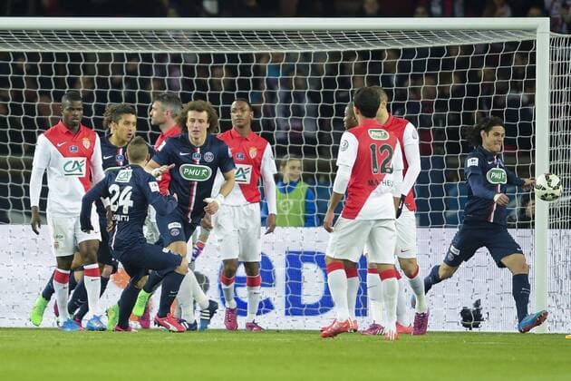 Aktuell Fußball, Frankreich, Coupe de France, Paris St Germain - AS Monaco Joie des joueurs du PSG apres le but de David LUIZ PSG FOOTBALL PSG vs AS Monaco - Quart de Finale - Coupe de Fance - 04 03 2015 JBAutissier Panoramic 
