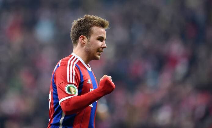 FUSSBALL DFB POKAL ACHTELFINALE SAISON 2014 2015 FC Bayern Muenchen - Eintracht Braunschweig 04.03.2015 JUBEL FC Bayern Muenchen; Torschuetze zum 2-0 Mario Goetze 
