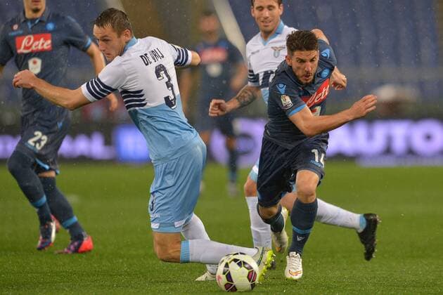 Dries Mertens Napoli, Stefan De Vrij Lazio. Football Calcio 2014 2015 Coppa Italia. Lazio Rom vs SSC Neapel Foto AntoniettaxBaldassarre Insidefoto AntoniettaxBaldassarre