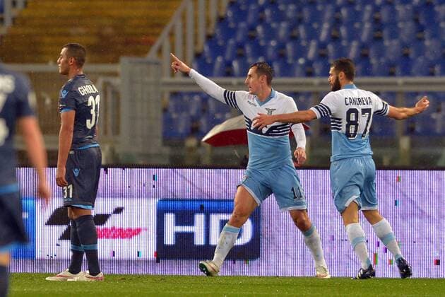 Miroslav Klose Lazio. Goal celebrations. Football Calcio 2014 2015 Coppa Italia. Lazio Rom vs SSC Neapel Foto AntoniettaxBaldassarre Insidefoto AntoniettaxBaldassarre