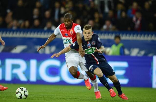 Lucas Digne ( PSG ) - Almamy Toure ( Monaco ) FOOTBALL : Paris Saint Germain vs AS Monaco - Coupe de France - Paris - 04 03 2015 FedericoPestellini Panoramic 