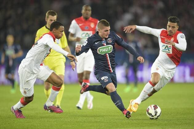 Marco VERRATTI (PSG) vs Abdou DIALLO (Monaco) FOOTBALL : PSG vs AS Monaco - Quart de Finale - Coupe de Fance - 04 03 2015 JBAutissier Panoramic 