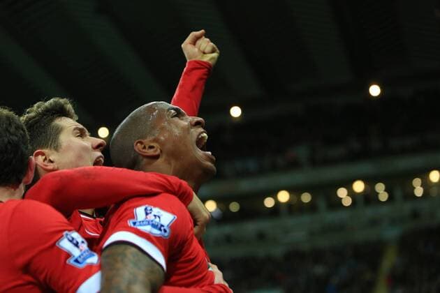 Ashley Young of Manchester United ManU celebrates scoring the opening goal - Newcastle United vs. Manchester United ManU - Barclay s Premier League - St James Park - Newcastle - 04 03 2015 Pic PhilipxOldham Sportimage EDITORIAL USE ONLY. No use with unauthorised audio, video, data, fixture lists, club league logos or live services. Online in-match use limited to 120 images, no video emulation. No use in betting, games or single club league player publications.