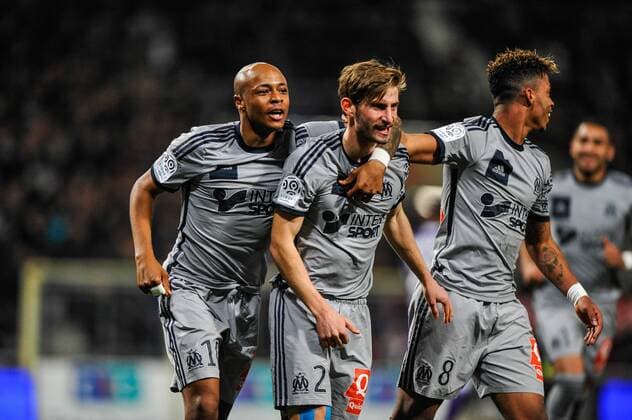Joie 2eme but Baptiste Aloe (om) FOOTBALL : FC Toulouse vs Olympique Marseille - Ligue 1 2014 2015 - 06 03 2015 ThierryBreton Panoramic 