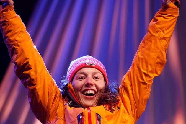 BIATHLON - IBU WC Kontiolahti 2015 KONTIOLAHTI,FINLAND,08.MAR.15 - BIATHLON - IBU World Championships, 10km pursuit, ladies, Medal Plaza, award ceremony. Image shows Laura Dahlmeier (GER).