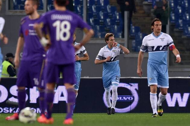 Lucas Biglia Lazio. Goal celebrations. Roma 9-03-2015 Stadio Olimpico. Football Calcio 2014 2015 Serie A. Lazio Rom vs AC Florenz (ACF Fiorentina) AntoniettaxBaldassarre