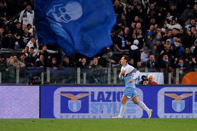 09.03.2015. Rome, Italy. Serie A Football. Lazio versus Fiorentina. Miroslav Klose celebrates after he scores to make it 3-0 for Lazio xGiuseppexMaffiax  ActionPlus11603766