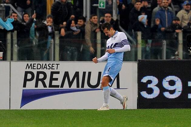 09.03.2015. Rome, Italy. Serie A Football. Lazio versus Fiorentina. Miroslav Klose celebrates after he scores 3-0 for Lazio xGiuseppexMaffiax  ActionPlus11603769