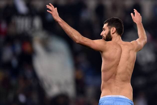 Antonio Candreva Lazio. Goal celebrations. Roma 9-03-2015 Stadio Olimpico. Football Calcio 2014 2015 Serie A. Lazio Rom vs AC Florenz (ACF Fiorentina) AntoniettaxBaldassarre