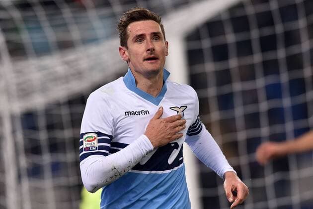 Miroslav Klose Lazio. Goal celebrations. Roma 9-03-2015 Stadio Olimpico. Football Calcio 2014 2015 Serie A. Lazio Rom vs AC Florenz (ACF Fiorentina) AntoniettaxBaldassarre