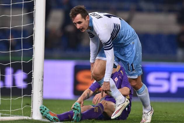 Miroslav Klose Lazio. Goal celebrations. Roma 9-03-2015 Stadio Olimpico. Football Calcio 2014 2015 Serie A. Lazio Rom vs AC Florenz (ACF Fiorentina) AntoniettaxBaldassarre
