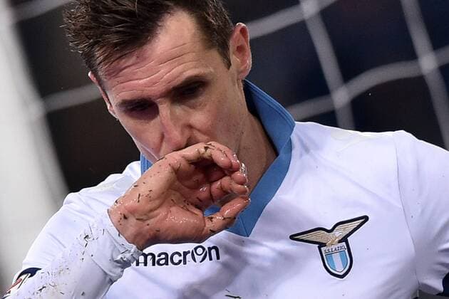 Miroslav Klose Lazio. Goal celebrations. Roma 9-03-2015 Stadio Olimpico. Football Calcio 2014 2015 Serie A. Lazio Rom vs AC Florenz (ACF Fiorentina) AntoniettaxBaldassarre