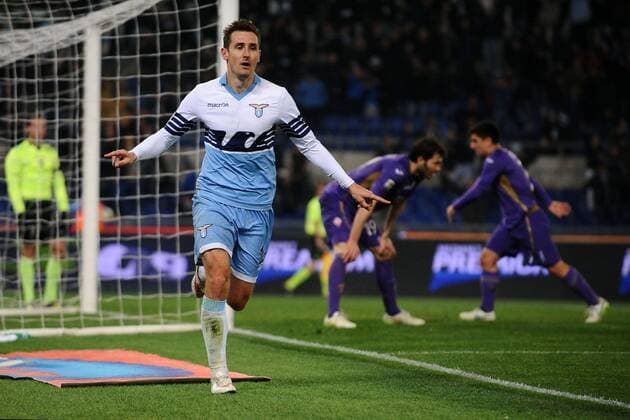 Miroslav Klose Lazio. Goal celebrations. Roma 9-03-2015 Stadio Olimpico. Football Calcio 2014 2015 Serie A. Lazio Rom vs AC Florenz (ACF Fiorentina) AntoniettaxBaldassarre