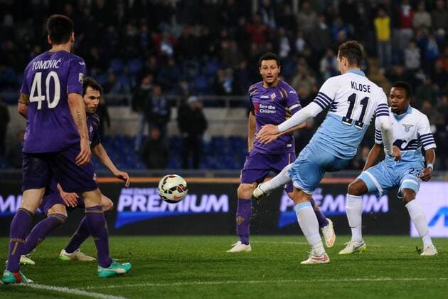 Miroslav Klose Lazio. Goal celebrations. Roma 9-03-2015 Stadio Olimpico. Football Calcio 2014 2015 Serie A. Lazio Rom vs AC Florenz (ACF Fiorentina) AntoniettaxBaldassarre