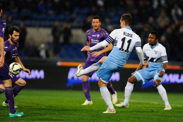 Serie A, Lazio Rom - AC Florenz (ACF Fiorentina) il secondo gol di Klose miroslav xHOCHxZWEIx xItalyxPhotoxPressx 