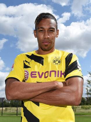 Montag 11.08.2014, Saison 2014 2015, 1. Bundesliga, Offizieller Fototermin BV Borussia Dortmund, Pierre Emerick AUBAMEYANG (BVB), halbe Figur, Portrait DeFodi01045007384