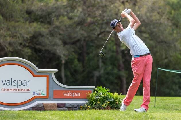 3 12 2015 - Palm Harbor FL, USA - Chesson Hadley watches his drive off the 9th tee at the Innisbrook Resort (Copperhead) in Palm Harbor FL. DelMecum Cal Media PGA Golf Herren Golf 2015: Valspar Championship Round 1 MARCH 12 - ZUMAc04_