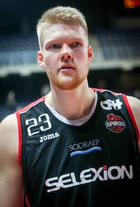 - ANTWERP, BELGIUM: Charleroi s Rasmus Larsen pictured during the basketball match between Antwerp Giants and Spirou Charleroi, on day 2 of the Final Round Scooore League Basketball competition Group A, Friday 13 March 2015 in Antwerp. VIRGINIExLEFOUR  x04586563x