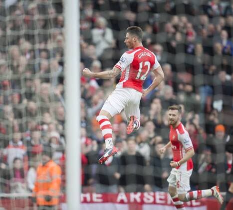 14.03.2015. London, England. Barclays Premier League. Arsenal versus West Ham. Arsenal s Olivier Giroud celebrates his goal. xNigelxCookex  ActionPlus11604797
