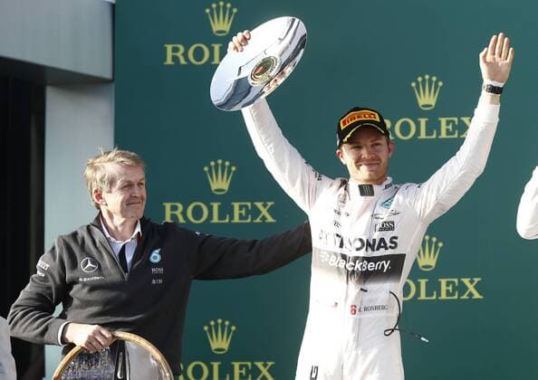 Motorsports: FIA Formula One World Championship WM Weltmeisterschaft 2015, Grand Prix of Australia, Prof. Dr. Thomas Weber (Member of the Board of Management of Daimler AG), 6 Nico Rosberg (GER, Mercedes AMG Petronas Formula One Team), xHOCHxZWEIx