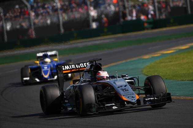 15.03.2015 - Race, Nico Hulkenberg (GER) Sahara Force India F1 VJM08 leads Marcus Ericsson (SUE) Sauber C34 Australian Grand Prix, Melbourne 12 - 15 March 2015 