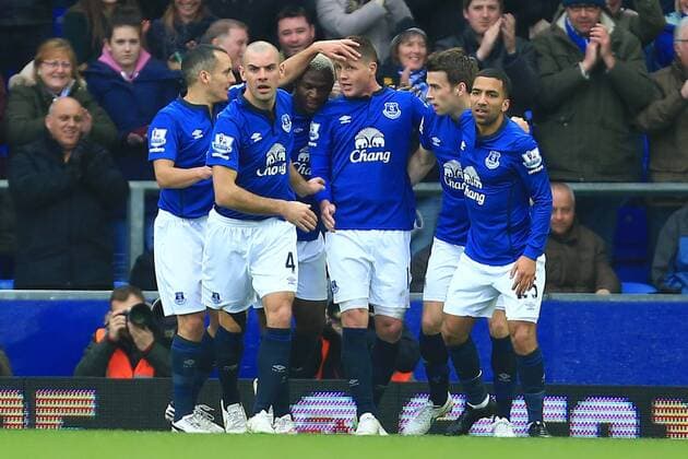 James McCarthy of Everton celebrates his opening goal - Everton vs. Newcastle United - Barclay s Premier League - Goodison Park - Liverpool - 15 03 2015 Pic Philip Oldham Sportimage EDITORIAL USE ONLY. No use with unauthorised audio, video, data, fixture lists, club league logos or live services. Online in-match use limited to 120 images, no video emulation. No use in betting, games or single club league player publications.