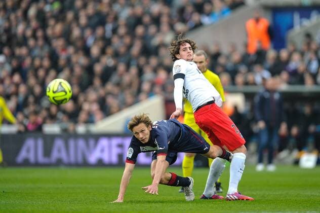 Clement Chantome (gir) vs Adrien Rabiot (psg) FOOTBALL : Bordeaux vs PSG - 29eme journee de L1 - 15 03 2015 ThierryBreton Panoramic 