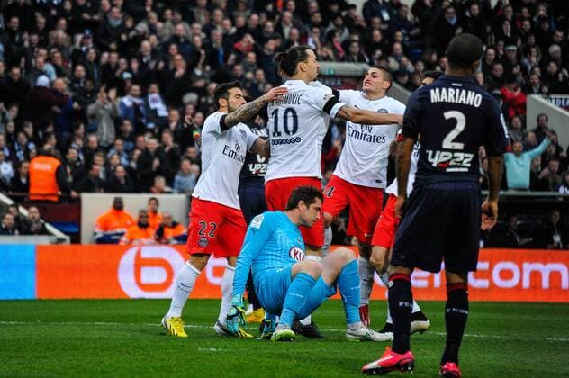 Joie but de Zlatan Ibrahimovic (psg) FOOTBALL : Bordeaux vs PSG - 29eme journee de L1 - 15 03 2015 ThierryBreton Panoramic 