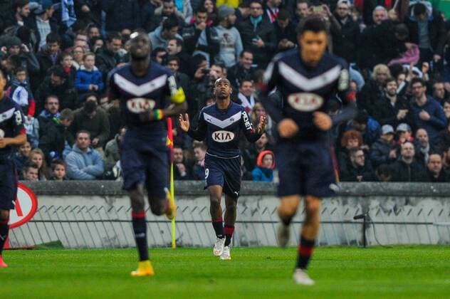 Joie 3eme but Diego Rolan FOOTBALL : Bordeaux vs PSG - 29eme journee de L1 - 15 03 2015 ThierryBreton Panoramic 
