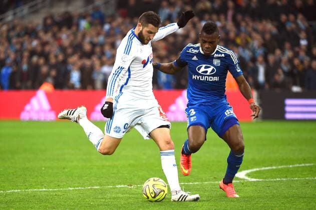 ANDRE-PIERRE GIGNAC (om) - HENRI BEDIMO (lyo) FOOTBALL : Olympique Marseille vs Olympique Lyon - Ligue 1 - 15 03 2015 FEP 