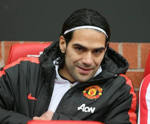 Radamel Falcao of Manchester United ManU takes his seat on the substitutes bench - Barclays Premier League - Manchester Utd vs Tottenham Hotspur - Old Trafford Stadium - Manchester - England - 15th March 2015 - Picture SimonBellis Sportimage EDITORIAL USE ONLY. No use with unauthorised audio, video, data, fixture lists, club league logos or live services. Online in-match use limited to 120 images, no video emulation. No use in betting, games or single club league player publications.
