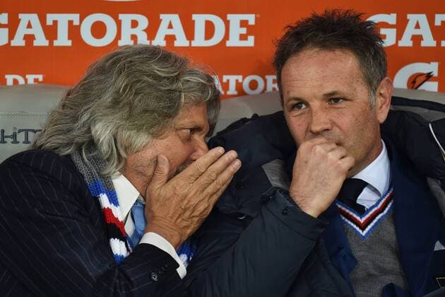 Massimo Ferrero Presidente, Sinisa Mihajlovic coach Sampdoria Roma 16-03-2015 Stadio Olimpico Football Calcio Serie A 2014 2015 AS Rom vs Sampdoria Genua andreaxstaccioli