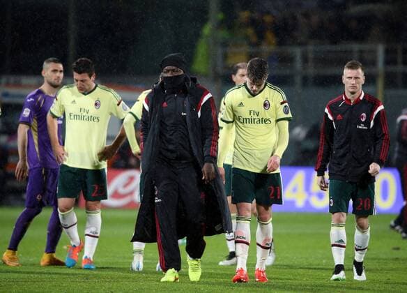16.03.2015. Artemio Franchi stadium, Firenze, Italy. Serie A football. Fiorentina versus AC Milan. Milan players disappointed at the end of the match xPaoloxNuccix  ActionPlus11605522