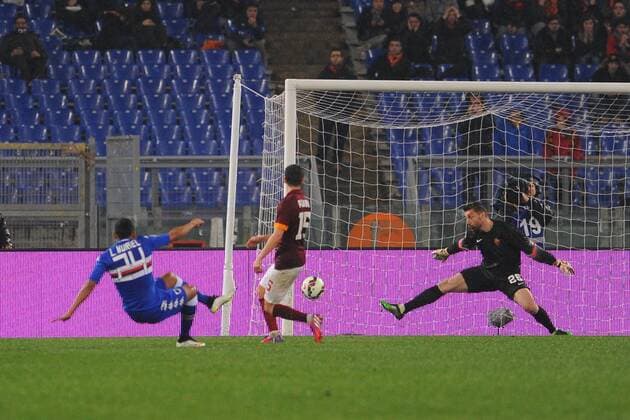16.03.2015. Rome, Italy. Serie A Football. Roma versus Sampdoria. Luis Muriel scores the goal for 0-2 for Sampdoria xGiuseppexMaffiax  ActionPlus11605551