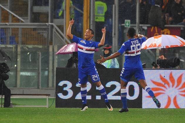 16.03.2015. Rome, Italy. Serie A Football. Roma versus Sampdoria. Luis Muriel celebrates after he scored the goal for 0-2 for Sampdoria xGiuseppexMaffiax  ActionPlus11605552