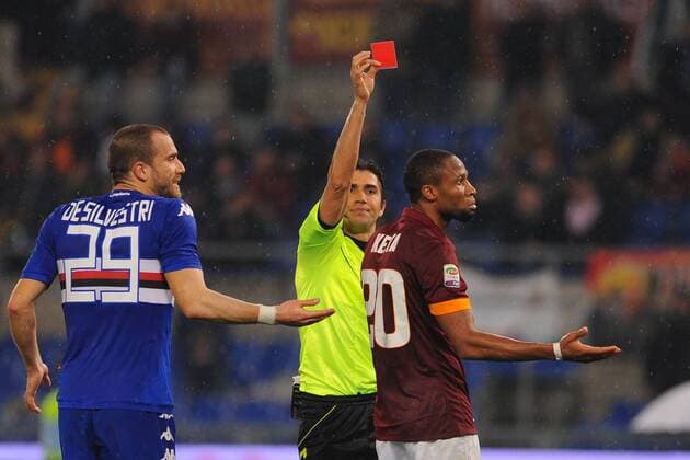 16.03.2015. Rome, Italy. Serie A Football. Roma versus Sampdoria. Refree Calvarese shows a red card to Seydou Keita of Roma xGiuseppexMaffiax  ActionPlus11605557