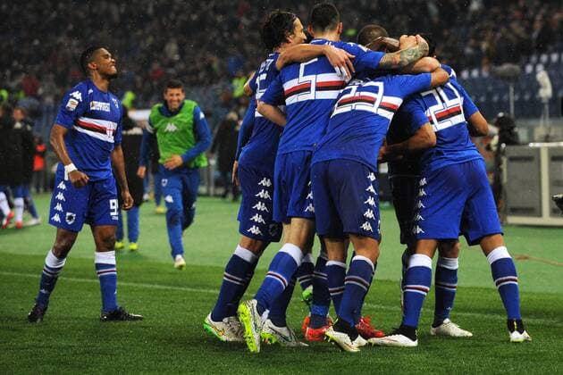 Luis Muriel Sampdoria. Gooal celebrations. Roma 16-03-2015 Stadio Olimpico. Football Calcio 2014 2015 Serie A. AS Rom vs Sampdoria Genua AntoniettaxBaldassarre
