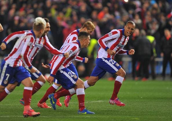 17.03.2015, xcox, Fussball UEFA Champions League, Atletico Madrid - Bayer 04 Leverkusen, v.l. Atletico Team reaction after shoot-out -