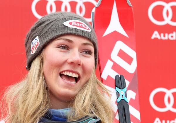 ALPINE SKIING - FIS WC Meribel MERIBEL,FRANCE,21.MAR.15 - ALPINE SKIING - FIS World Cup Final, slalom, ladies, award ceremony for the slalom World Cup. Image shows Mikaela Shiffrin (USA).