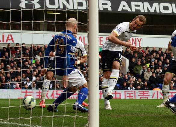Tottenham Hotspur v Leicester City . . London, UK . . 21.03.2015 Harry Kane (TH) scores a goal for Tottenham. 1-0 